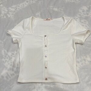 Miami Cream Button-Down Ribbed Top